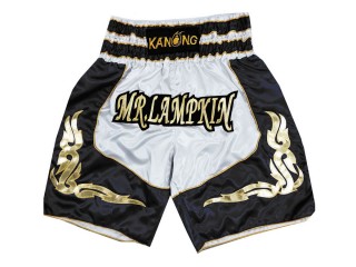 Personalised Boxing Shorts : KNBXCUST-2043-White-Black
